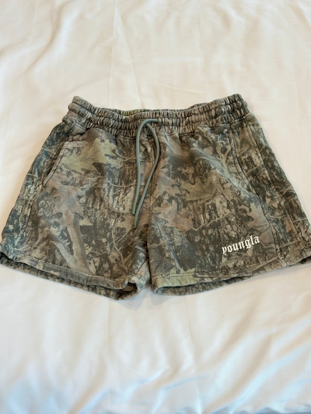 SOLD | YoungLA Olive Tree Camo Casual Shorts